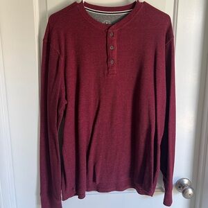 Large maroon waffle knit Members Mark long sleeve knit